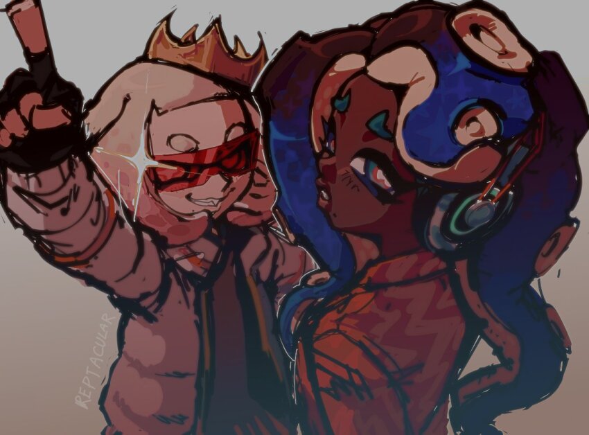 dark-skinned_female, dark_skin, fingerless_gloves, gloves, goggles, jacket, long_sleeves, marina_(splatoon)