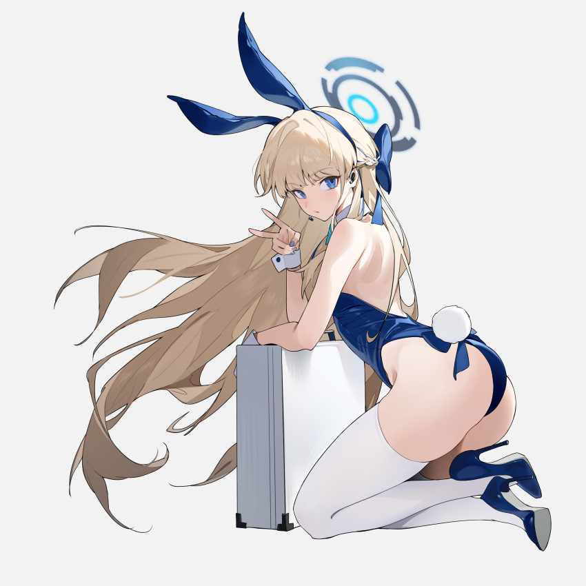 1girl, absurdres, animal_ear_hairband, animal_ears, aqua_bow, aqua_bowtie, arm_rest, blonde_hair