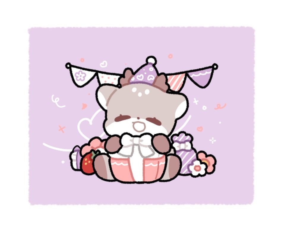 1boy, animal_ears, animal_nose, antlers, bbing_zzi, birthday, border, chibi