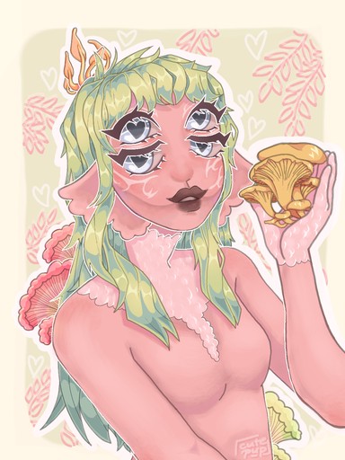 artist_name, breasts, colored_skin, creature, cry_baby_(portals), cutepup, extra_eyes, fairy