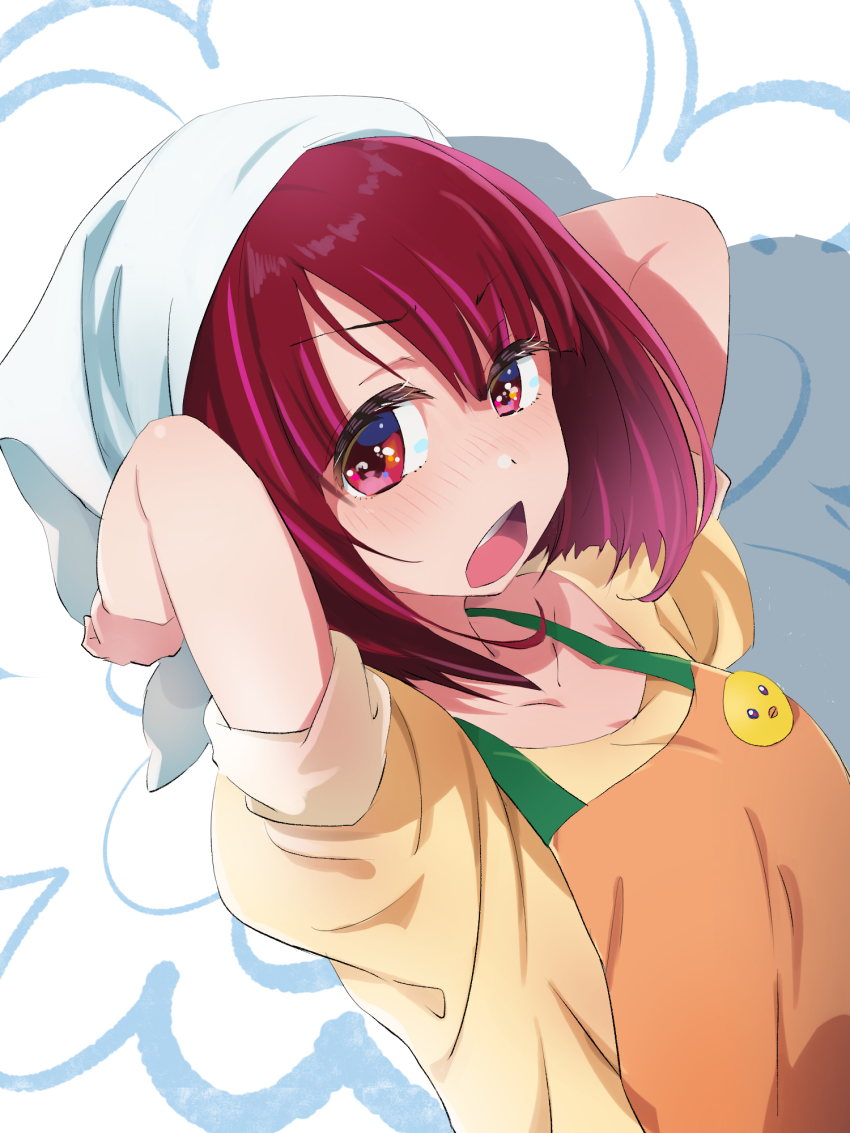 1girl, apron, arima_kana, bandana, bob_cut, dress, highres, inverted_bob