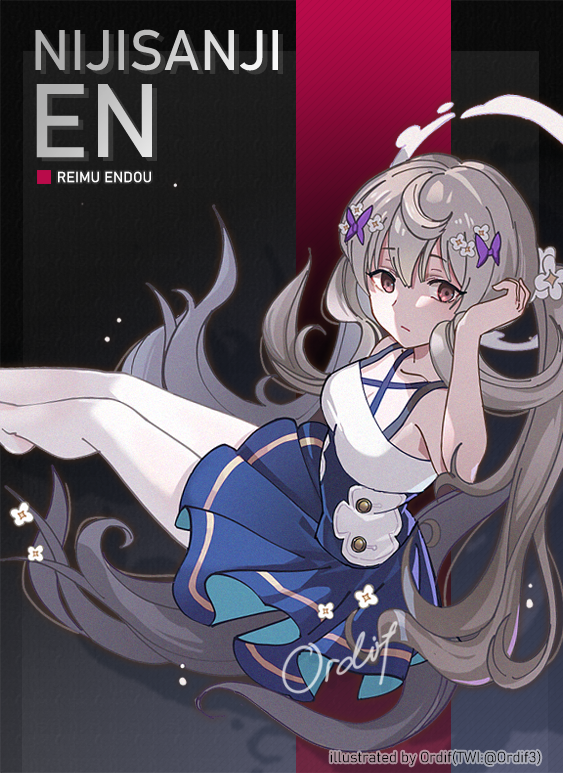 1girl, artist_name, blue_skirt, breasts, character_name, cleavage, collar, copyright_name