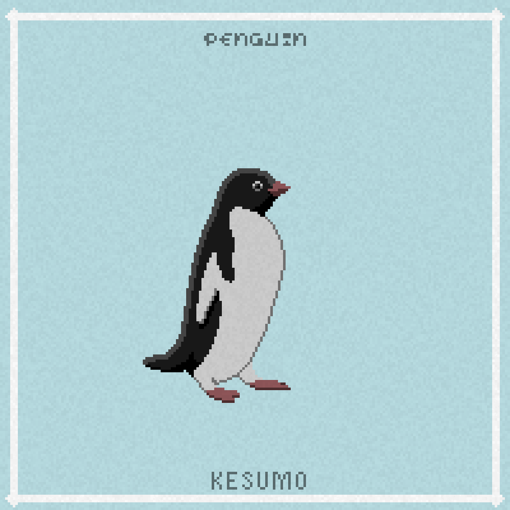 animal, animal_focus, animated, animated_gif, artist_name, bird, blue_background, border, kesumogames, no_humans, original, penguin, pixel_art, simple_background