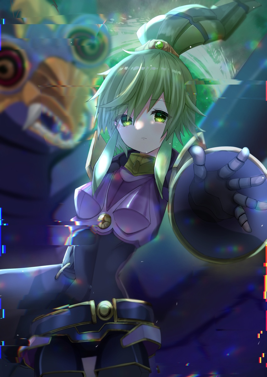 1girl, absurdres, belt, breasts, doll_joints, duel_monster, el_shaddoll_winda, green_eyes