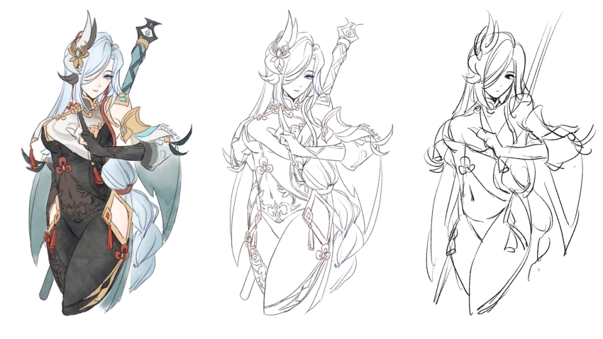 1girl, absurdres, black_bodysuit, black_gloves, blue_eyes, blue_hair, bodysuit, single_breast_curtain