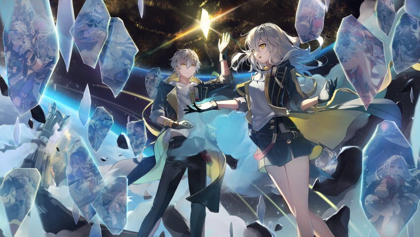 absurdres, animal_ears, arlan_(honkai:_star_rail), armor, asta_(honkai:_star_rail), astral_express_(honkai:_star_rail), bare_shoulders, black_gloves