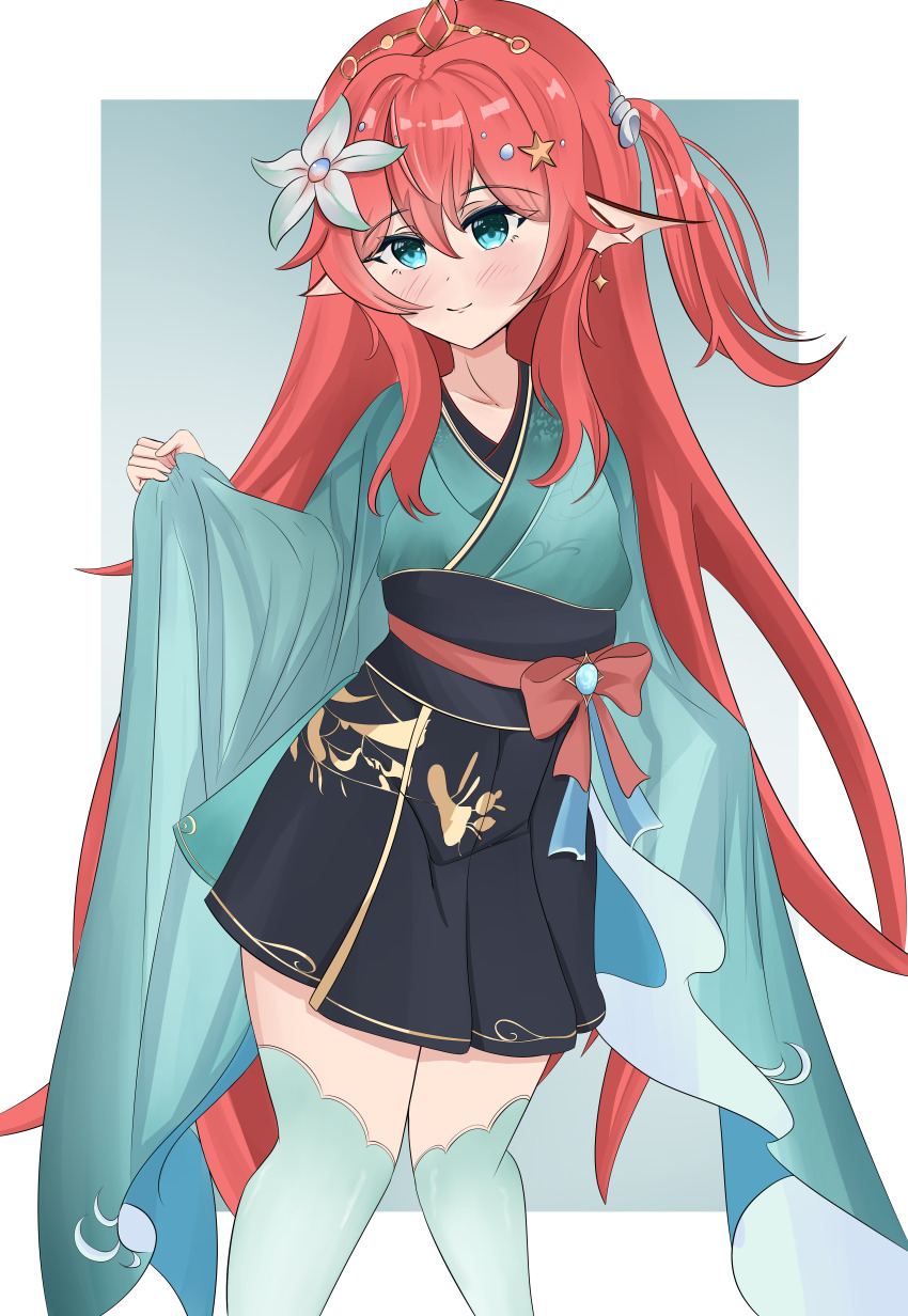 1girl, absurdres, akiko_sushi, blue_eyes, blush, blush_stickers, commission, dress