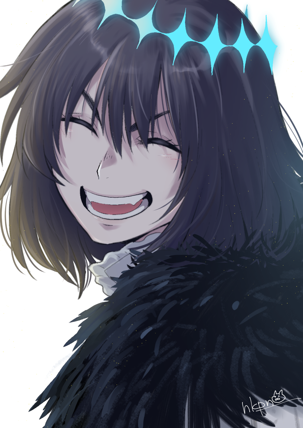 1boy, black_hair, cape, closed_eyes, crown, diamond_hairband, fate/grand_order, fate_(series)