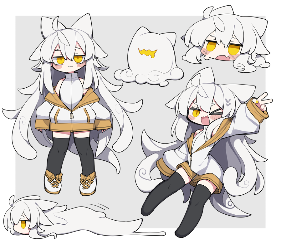 >_o, 1girl, :3, :d, ahoge, arm_at_side, arm_up, arms_at_sides