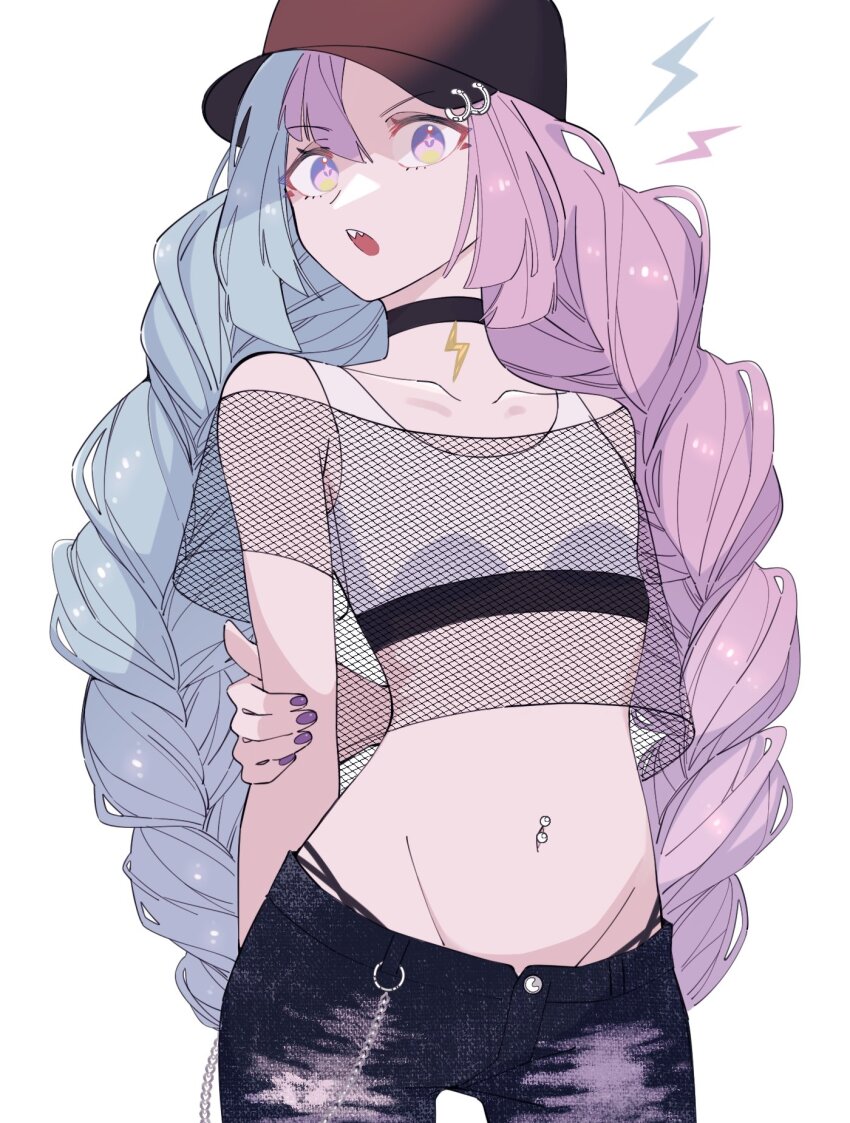 1girl, :o, alternate_costume, arms_behind_back, black_choker, braid, choker, collarbone