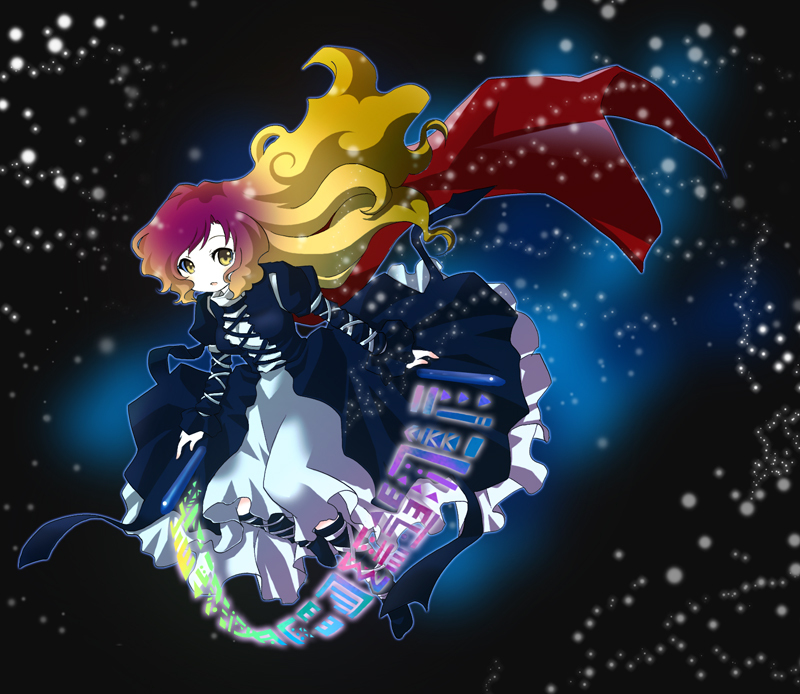 1girl, bad_id, bad_pixiv_id, chino_y, dress, female_focus, gradient_hair, hijiri_byakuren