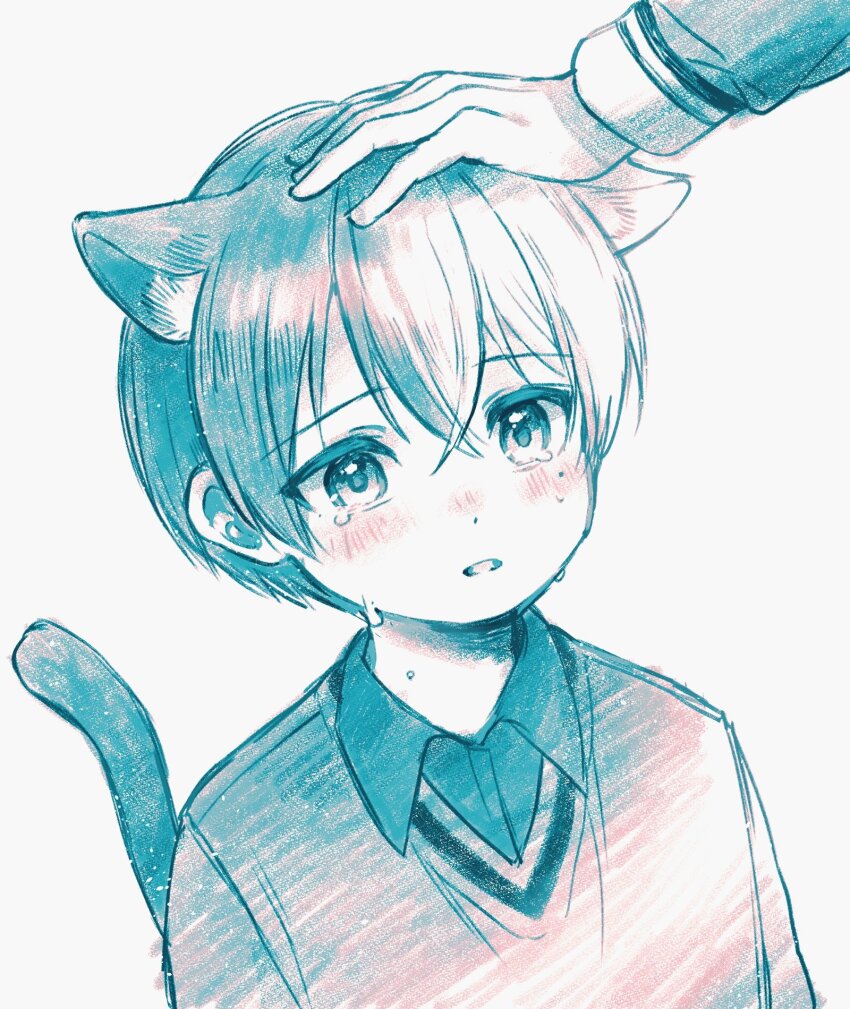 2boys, aged_down, aoyagi_touya, blush, cat, cat_boy, cat_tail, child