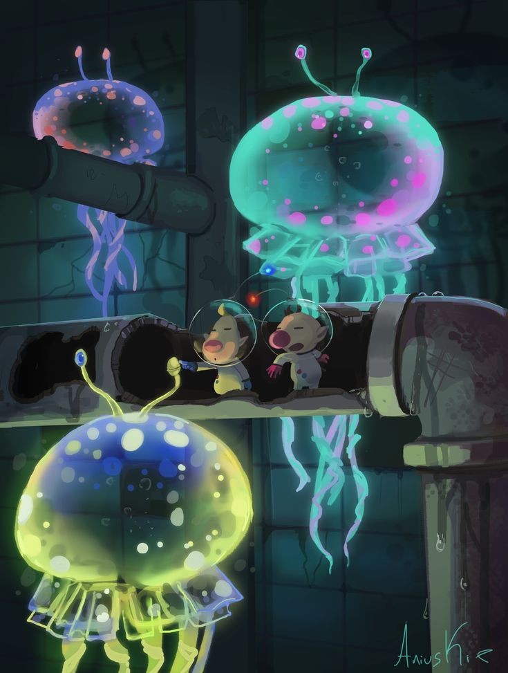 2boys, alien, ani_(puniper), large_nose, blonde_hair, blue_gloves, blue_light, brick