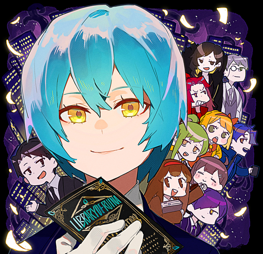 5boys, 6+girls, ahoge, angela_(project_moon), binah_(project_moon), black_eyes, black_hair, blonde_hair