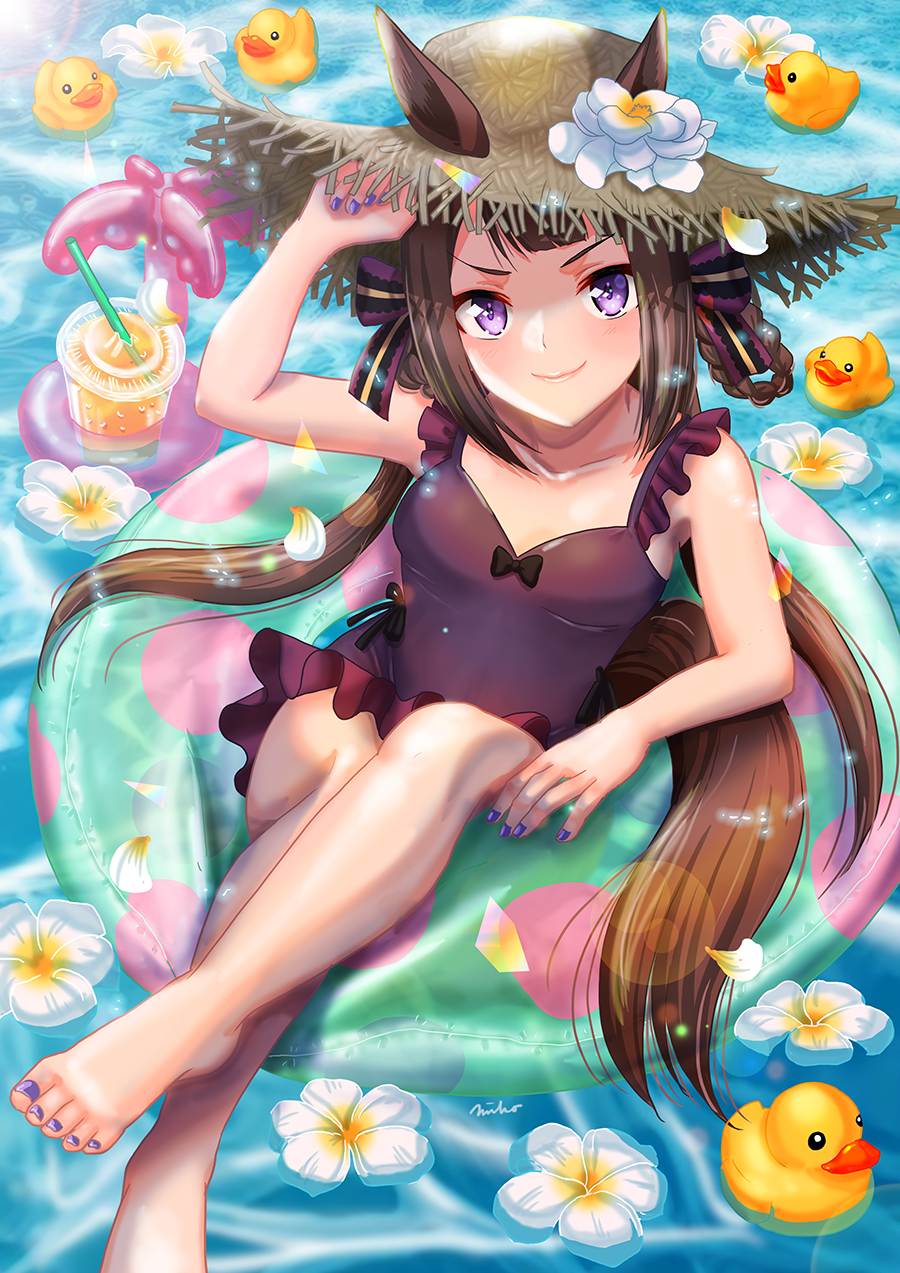 1girl, alternate_costume, animal_ears, breasts, collarbone, crossed_legs, drink, fingernails