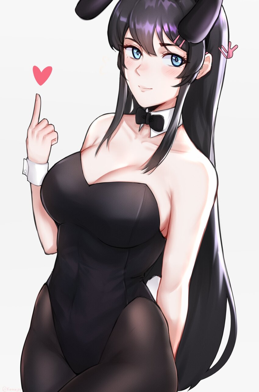 1girl, arm_behind_back, armpit_crease, bare_shoulders, black_bow, black_bowtie, black_hair, black_hairband