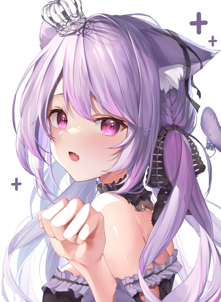 1girl, absurdres, animal_ears, black_bow, black_collar, black_ribbon, black_tube_top, bow