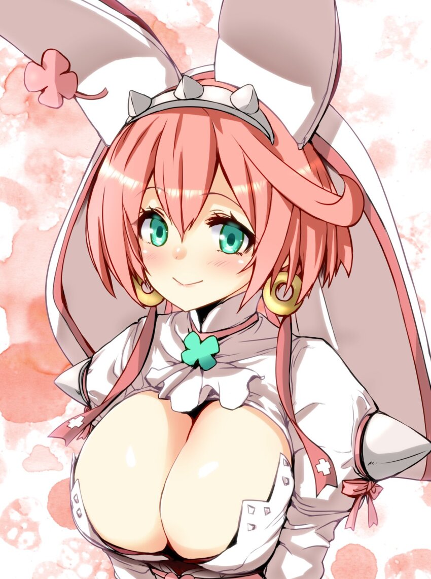 1girl, animal_ears, aqua_eyes, blush, bob_cut, bow, breasts, bridal_veil