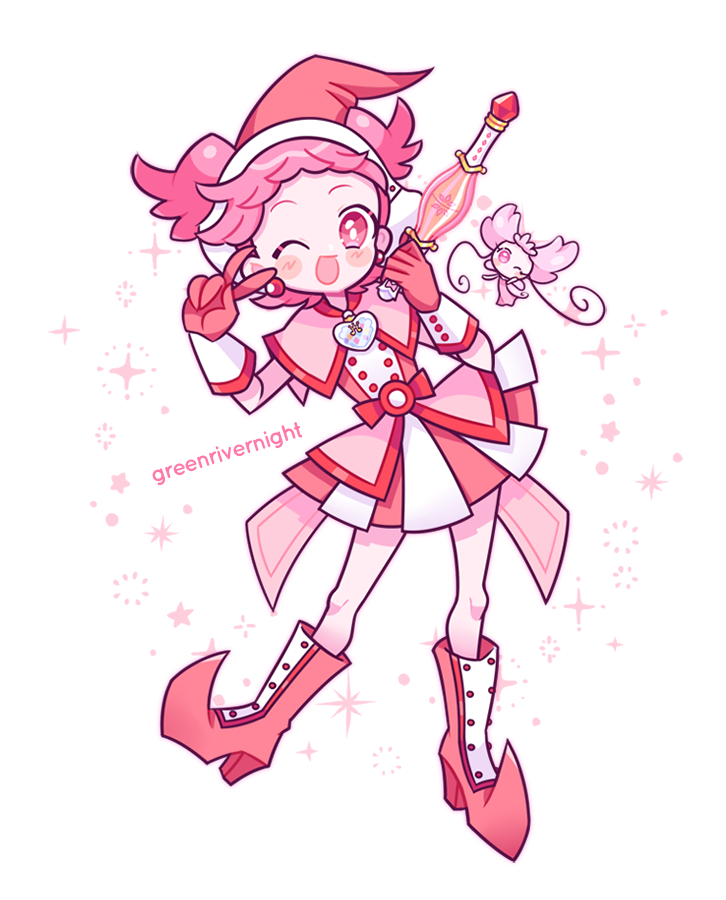 1girl, :d, artist_name, boots, commentary_request, dress, fafa_(ojamajo_doremi), full_body