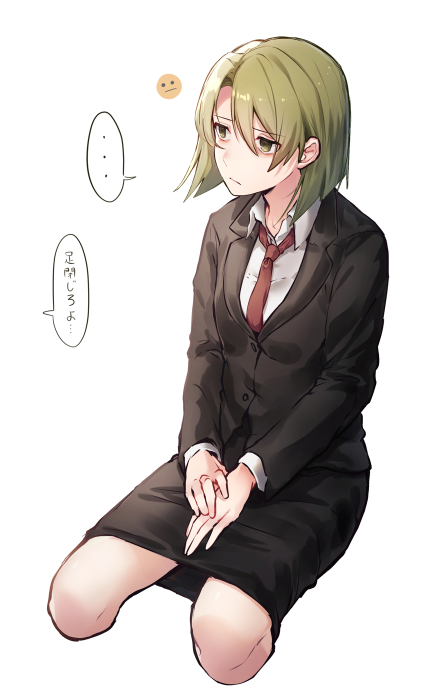 ..., :/, aosoraa6, black_jacket, black_skirt, breasts, closed_mouth, collared_shirt