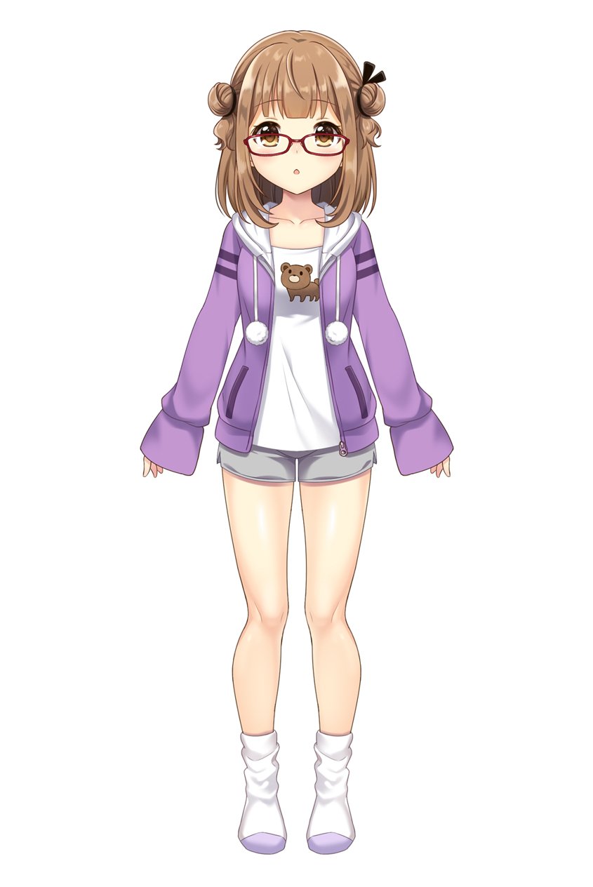 1girl, azuki_yui, black_ribbon, blush, brown_eyes, brown_hair, collarbone, double_bun