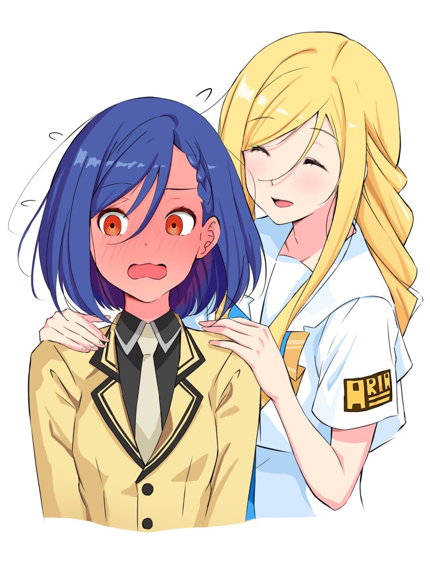 2girls, aika_granzchesta, alicia_florence, alternate_costume, alternate_hairstyle, andanden, aria_(manga), aria_company_uniform