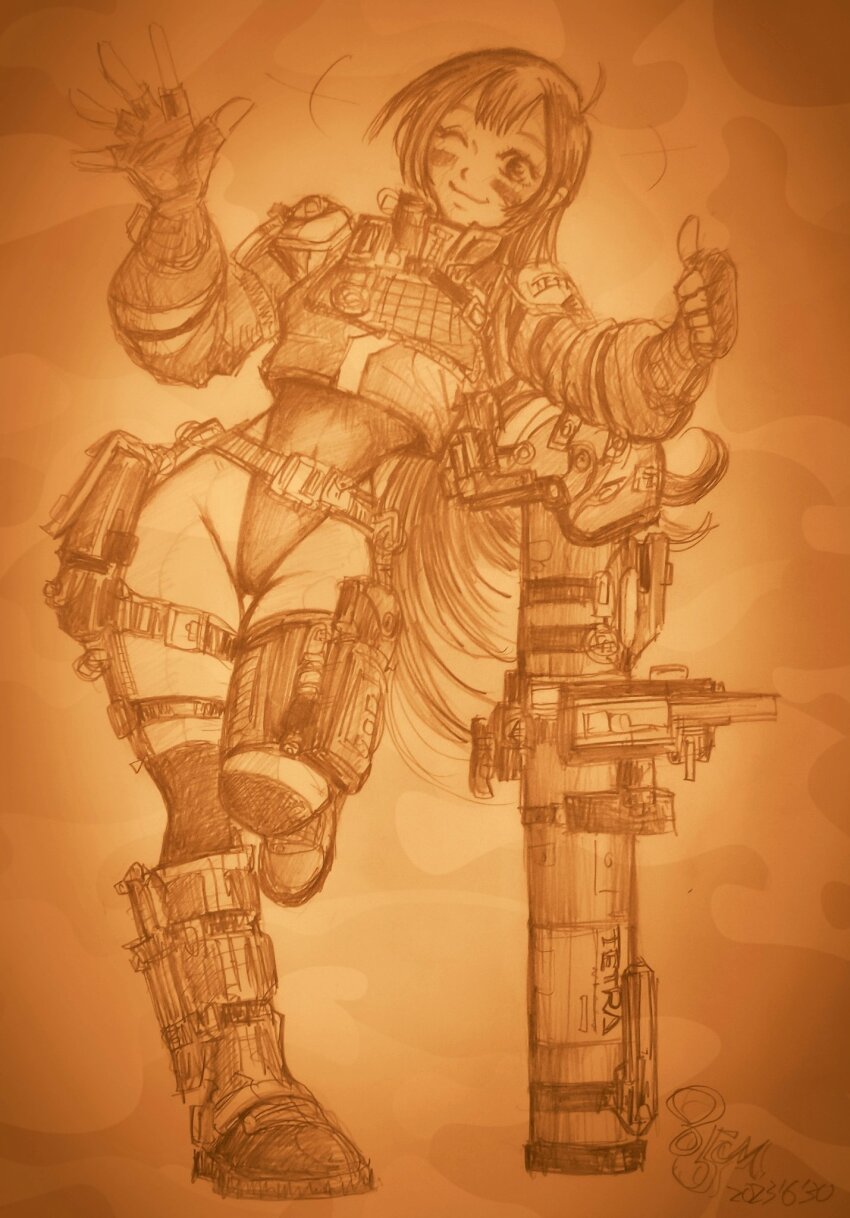 1girl, 85cm85cm, belt_pouch, cropped_jacket, facepaint, fingerless_gloves, gloves, goddess_of_victory:_nikke