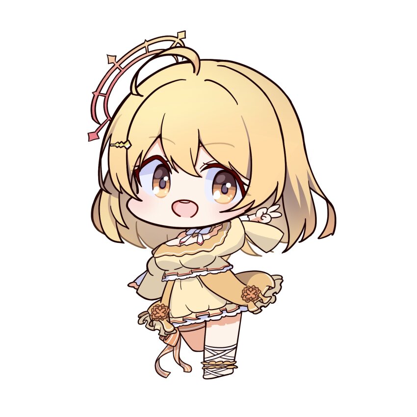 1girl, ahoge, blonde_hair, blush, bow, bowtie, breasts, chibi