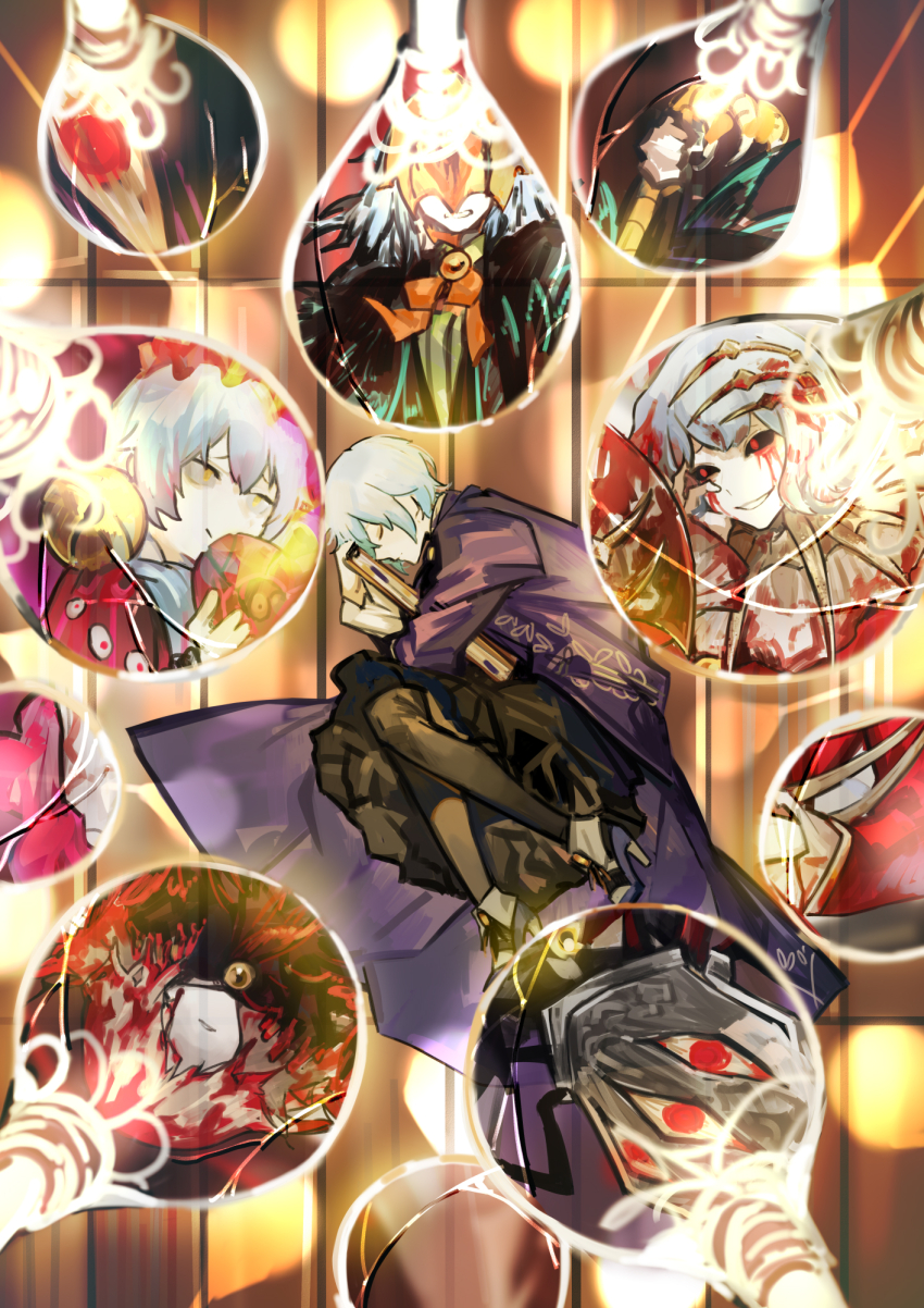 1girl, angela_(project_moon), black_pantyhose, black_skirt, black_swan_(e.g.o), blue_coat, blue_hair, boots