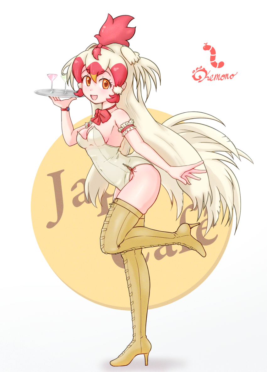 1girl, adapted_costume, armband, bare_shoulders, blush, boots, bow, bowtie