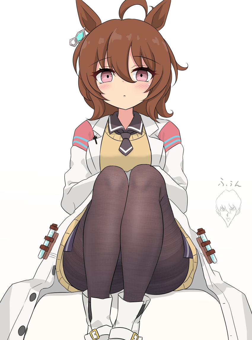 1boy, 1girl, absurdres, agnes_tachyon_(tach-nology)_(umamusume), agnes_tachyon_(umamusume), ahoge, animal_ears, black_necktie