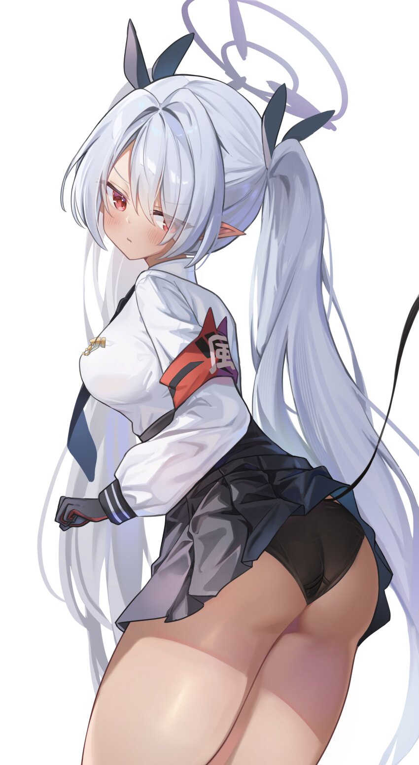 absurdres, armband, bikini, black_gloves, black_ribbon, blue_archive, clothes_lift, dark_skin