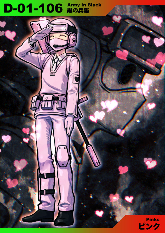 2boys, army_in_black, belt, black_background, black_belt, black_eyes, black_footwear, black_headwear