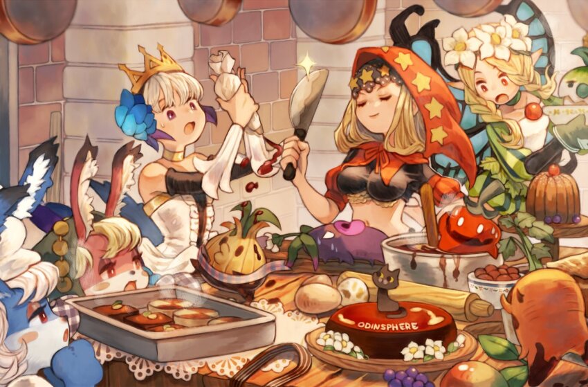 armor, armored_dress, bare_shoulders, blonde_hair, braid, breasts, butterfly_wings, character_request