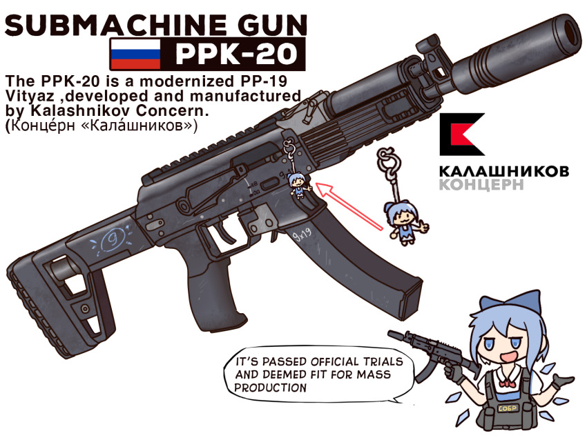 1girl, :3, :d, ammunition_pouch, black_gloves, blue_bow, blue_eyes, blue_hair