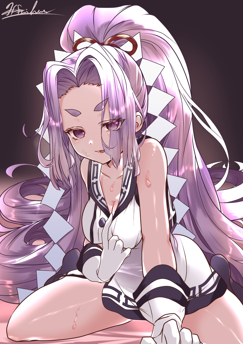 1girl, absurdres, breasts, cleavage, clothes_pull, dress, dress_pull, gloves