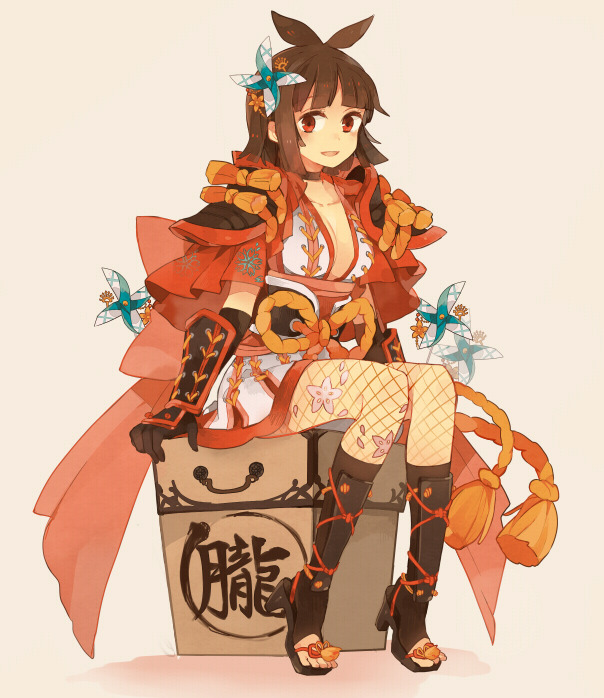 1girl, antenna_hair, armor, black_choker, black_gloves, black_sandals, black_socks, blunt_bangs