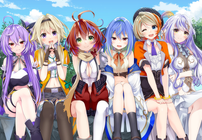 ahoge, akane_canna, akane_canna_(1st_costume), antenna_hair, bangle, belt, beret, black_choker