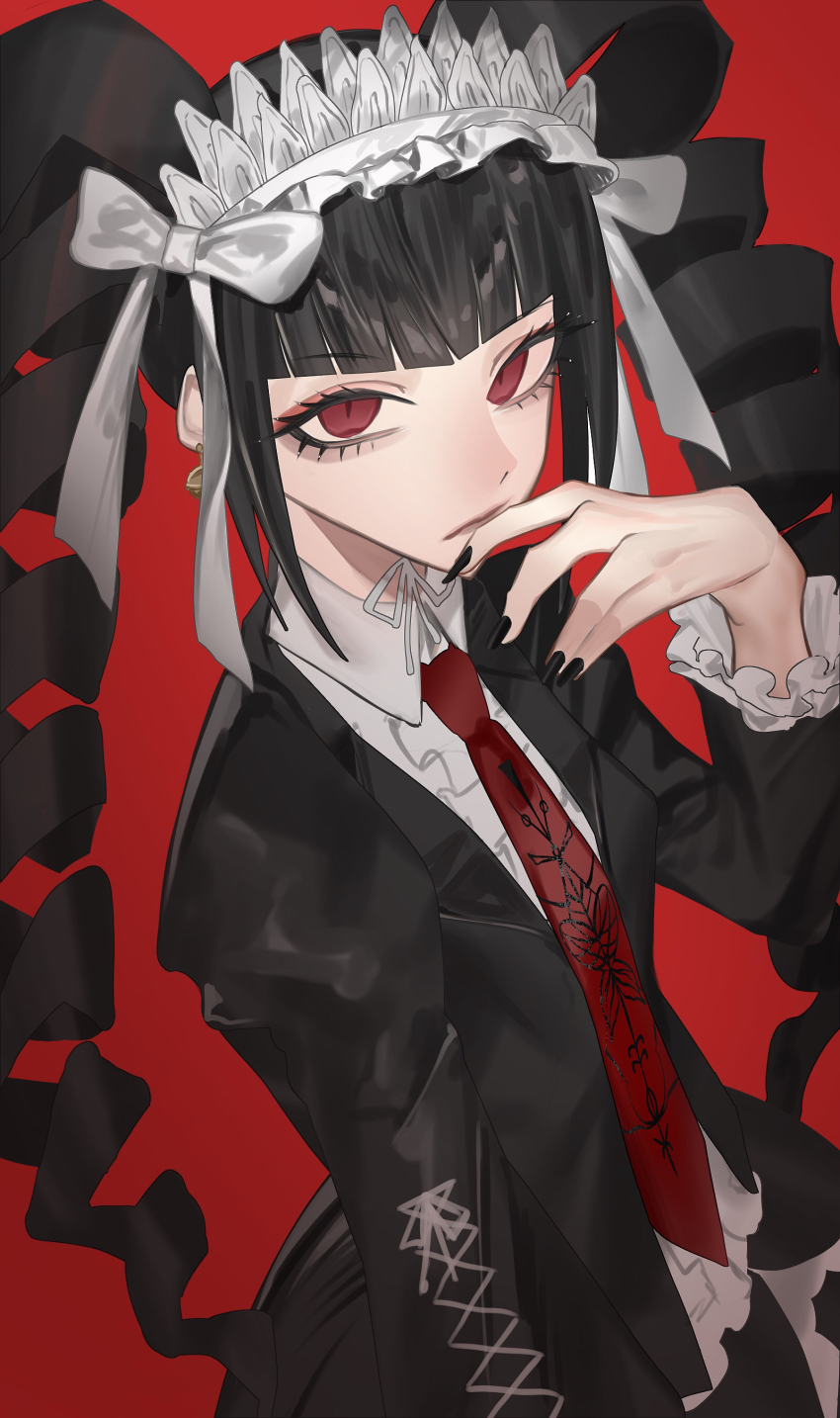 1girl, absurdres, black_hair, black_nails, bonnet, celestia_ludenberg, danganronpa:_trigger_happy_havoc, danganronpa_(series)