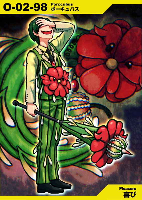 1boy, black_eyes, black_footwear, black_necktie, blunt_bangs, brown_collar, buttons, check_gender