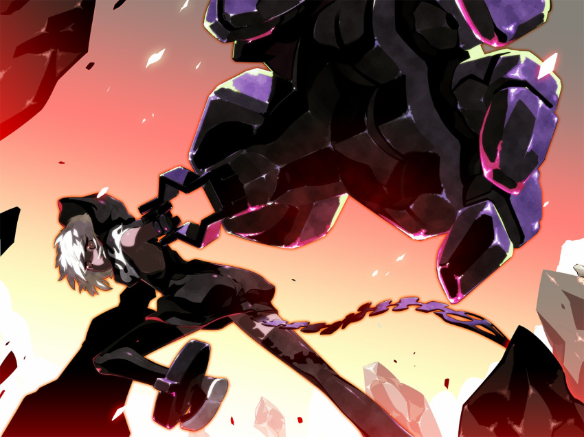 10s, 1girl, amputee, bad_id, bad_pixiv_id, black_rock_shooter, female_focus, gauntlets