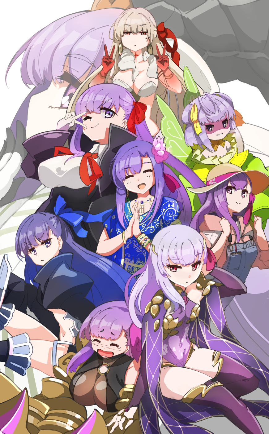 6+girls, antenna_hair, armlet, armor, armored_boots, asian_indian_clothes, bare_shoulders, bb_(fate)