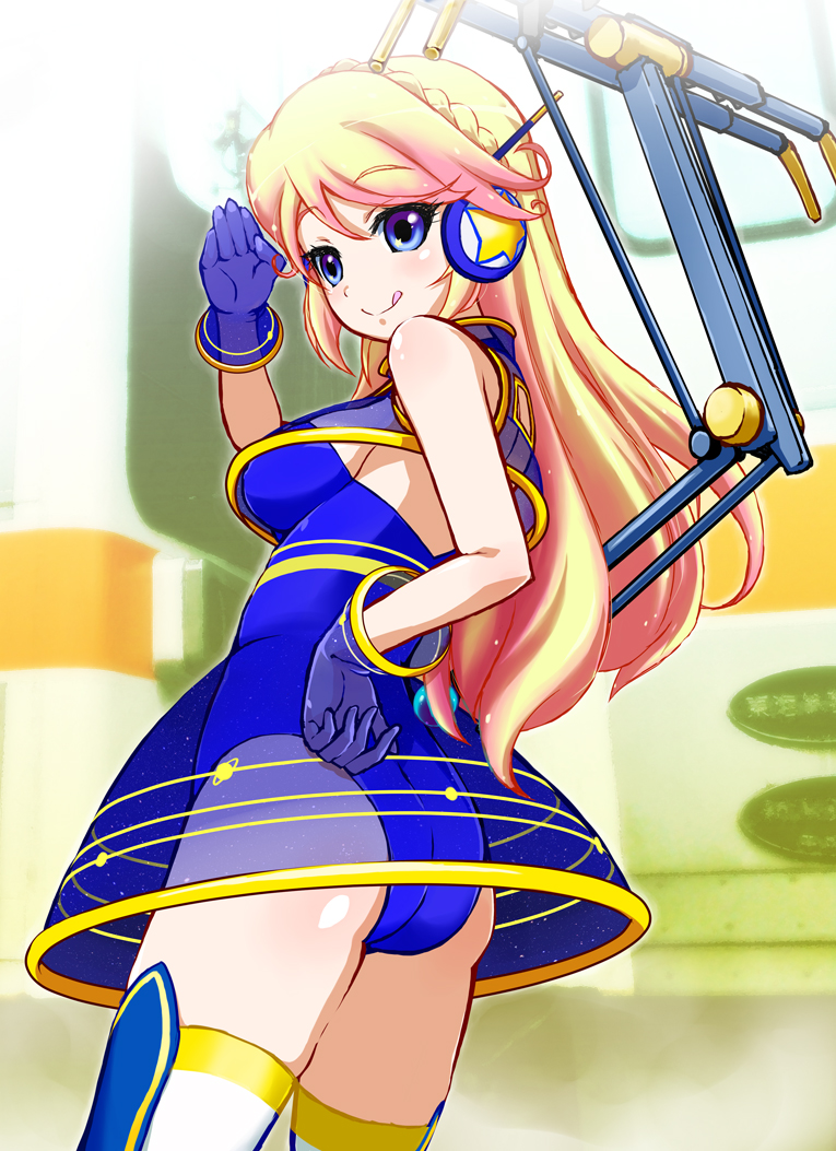 1girl, blonde_hair, blue_leotard, breasts, highleg, highleg_leotard, kozuya_spica, leotard