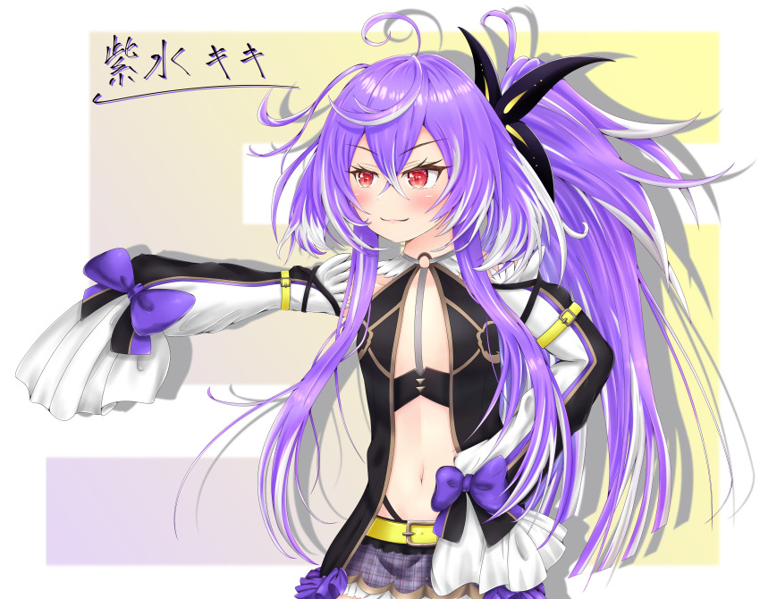 1girl, absurdres, ahoge, arm_belt, belt, black_dress, black_sleeves, blush