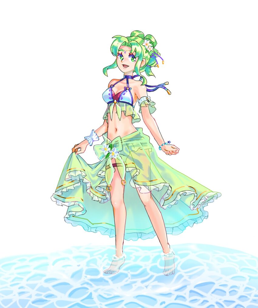 1girl, bare_shoulders, bikini, bracelet, fire_emblem, fire_emblem:_the_sacred_stones, fire_emblem_heroes, flower