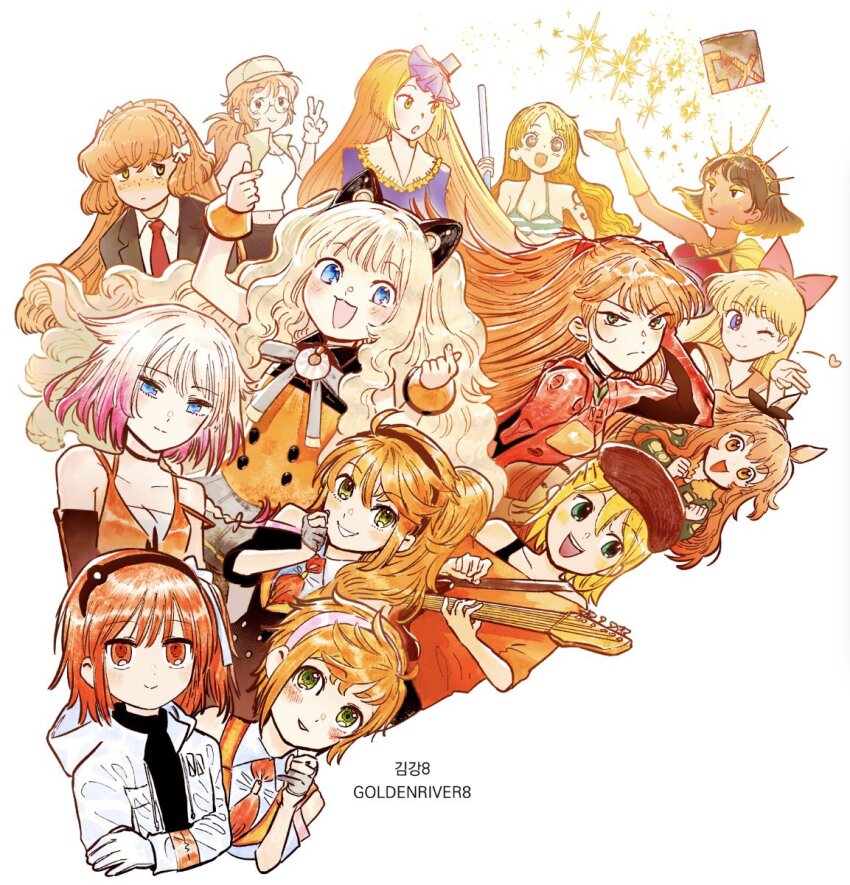 6+girls, :3, :o, a.i._voice, adachi_rei, ahoge, aino_minako, animal_ear_headphones