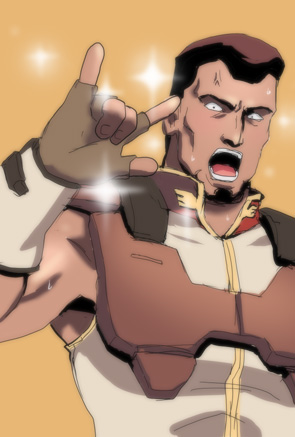 facial_hair, gundam, gundam_zz, izumi_rion, lowres, male_focus, military_uniform, old