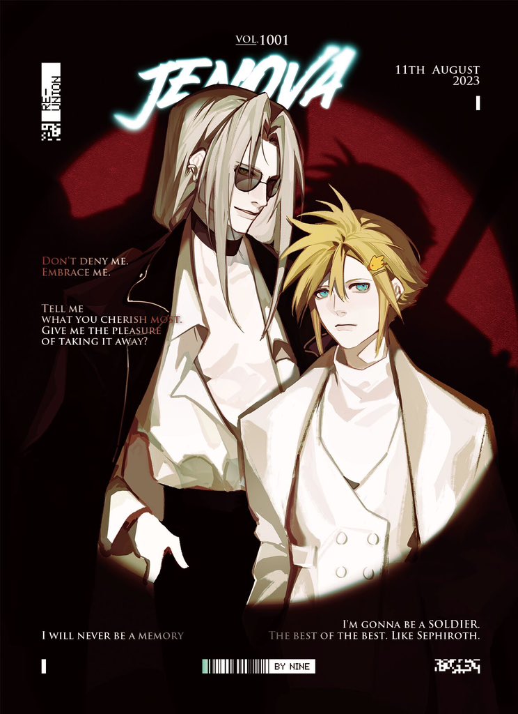 2boys, black_choker, black_coat, black_pants, blonde_hair, blue_eyes, choker, cloud_strife