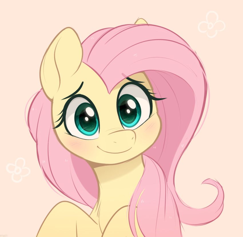 1girl, blue_eyes, fluttershy, higgly, highres, long_hair, looking_at_viewer, my_little_pony, my_little_pony:_friendship_is_magic, no_humans, pegasus, pink_hair, simple_background, solo, upper_body, yellow_fur