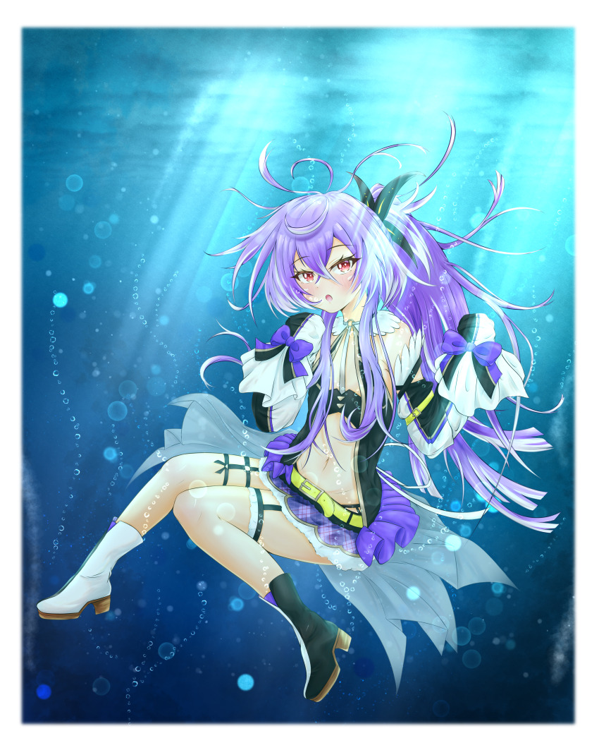 1girl, absurdres, arm_belt, belt, between_breasts, black_boots, black_dress, black_sleeves